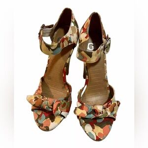 Gianni Bini Floral Cork Platform Strappy Heels Size 7.5